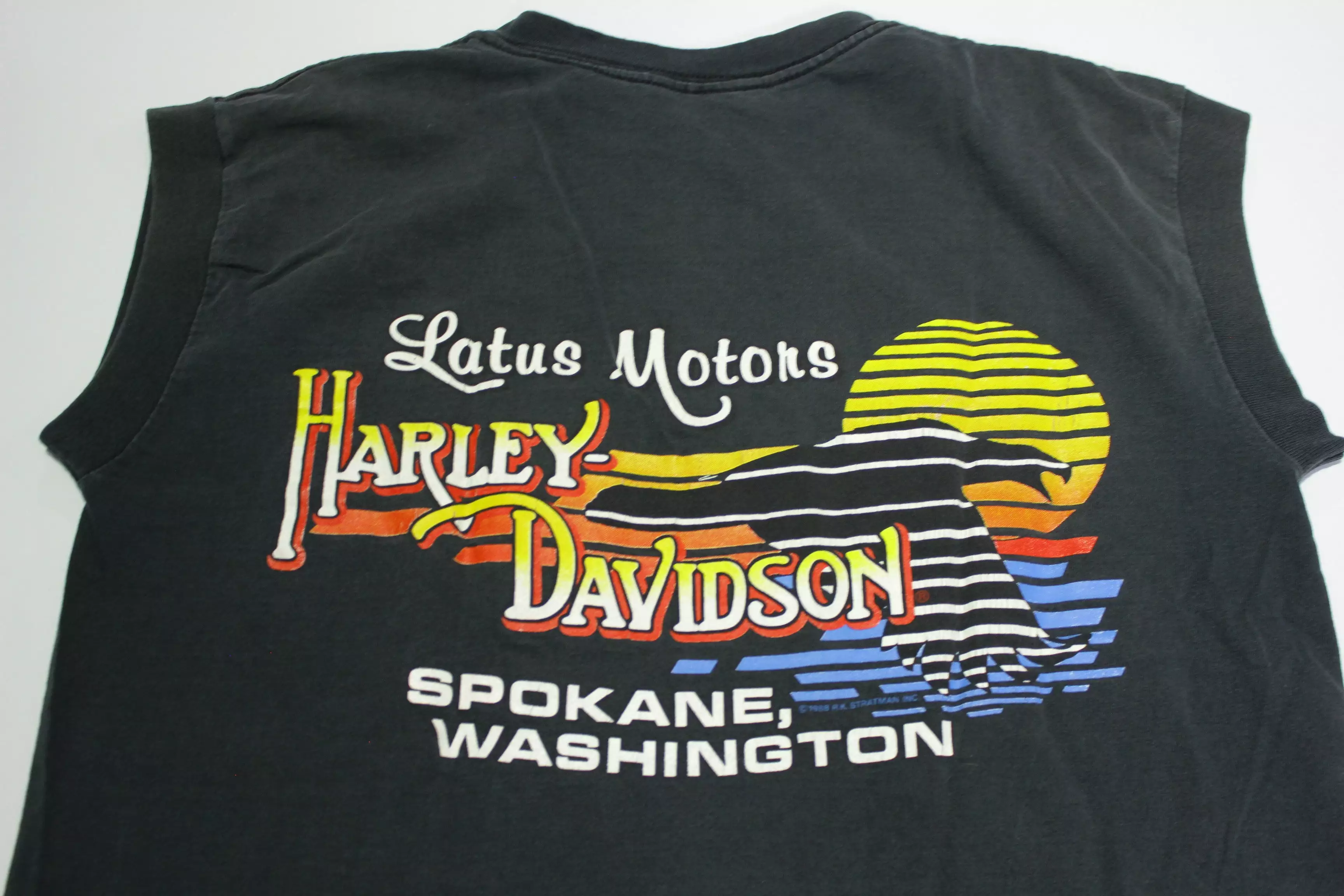 Harley Davidson Flaming Eagle Motorcycle Vintage 90's Latus 1992 USA Stratman T-Shirt