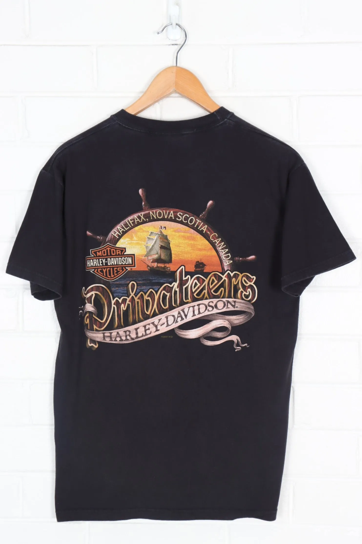 HARLEY DAVIDSON 'Legends Never Die' Privateers Flames Tee (M)