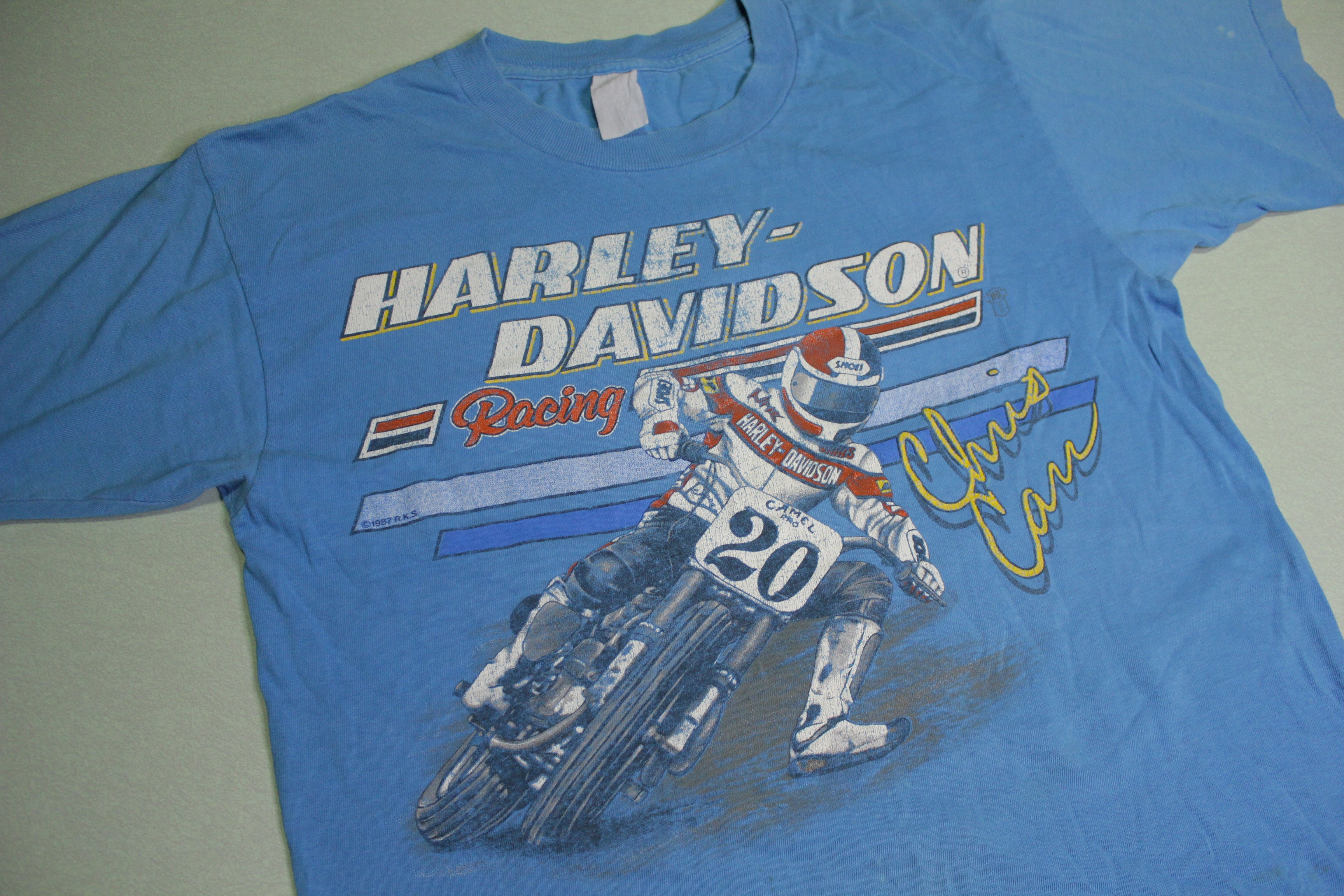 Harley Davidson Racing Vintage 80's Chris Carr Camel Pro Citrus Heights California T-Shirt