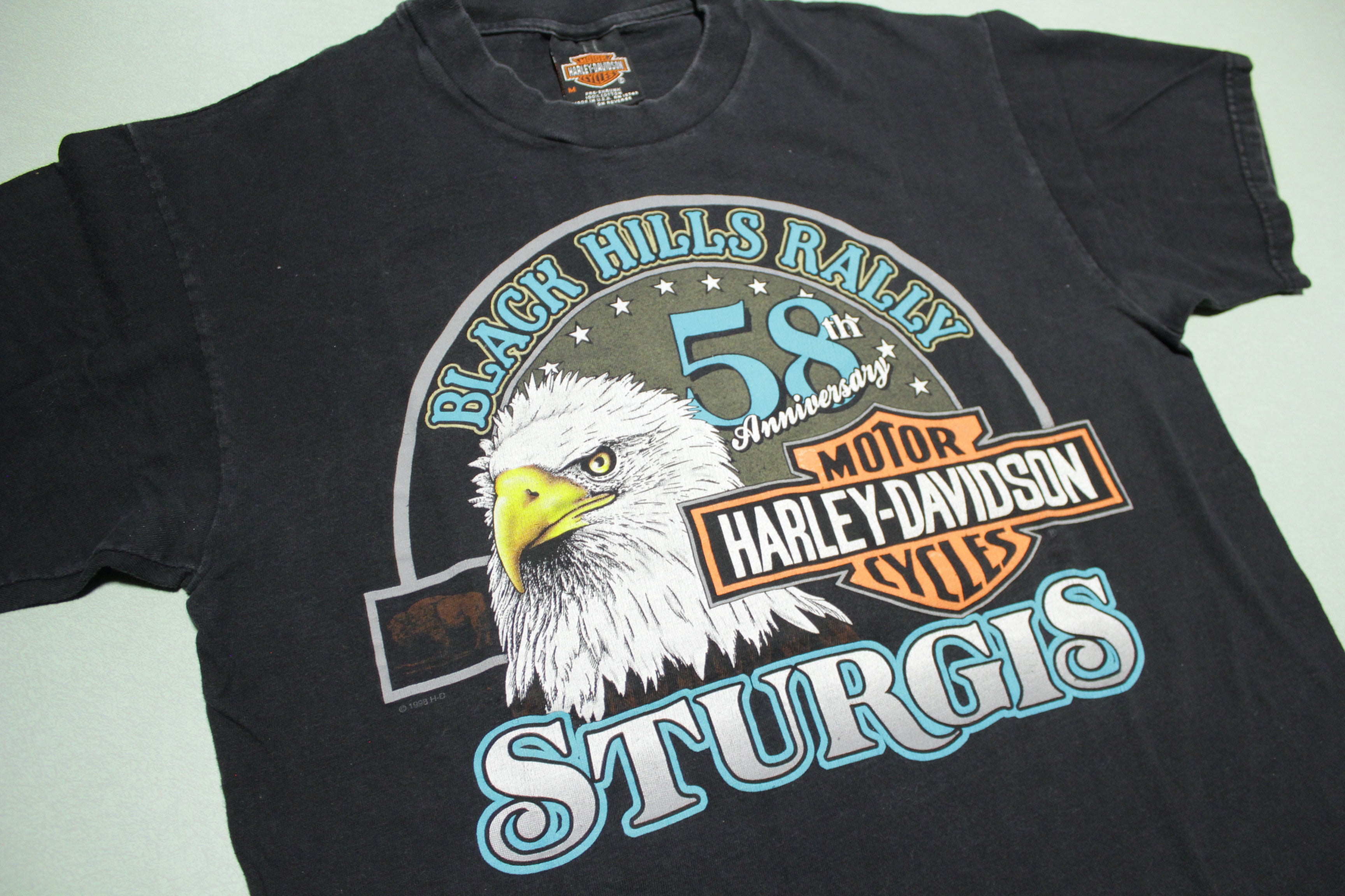 Harley Davidson Sturgis Vintage 1998 Black Hills 58th Rally Motorcycle T-Shirt