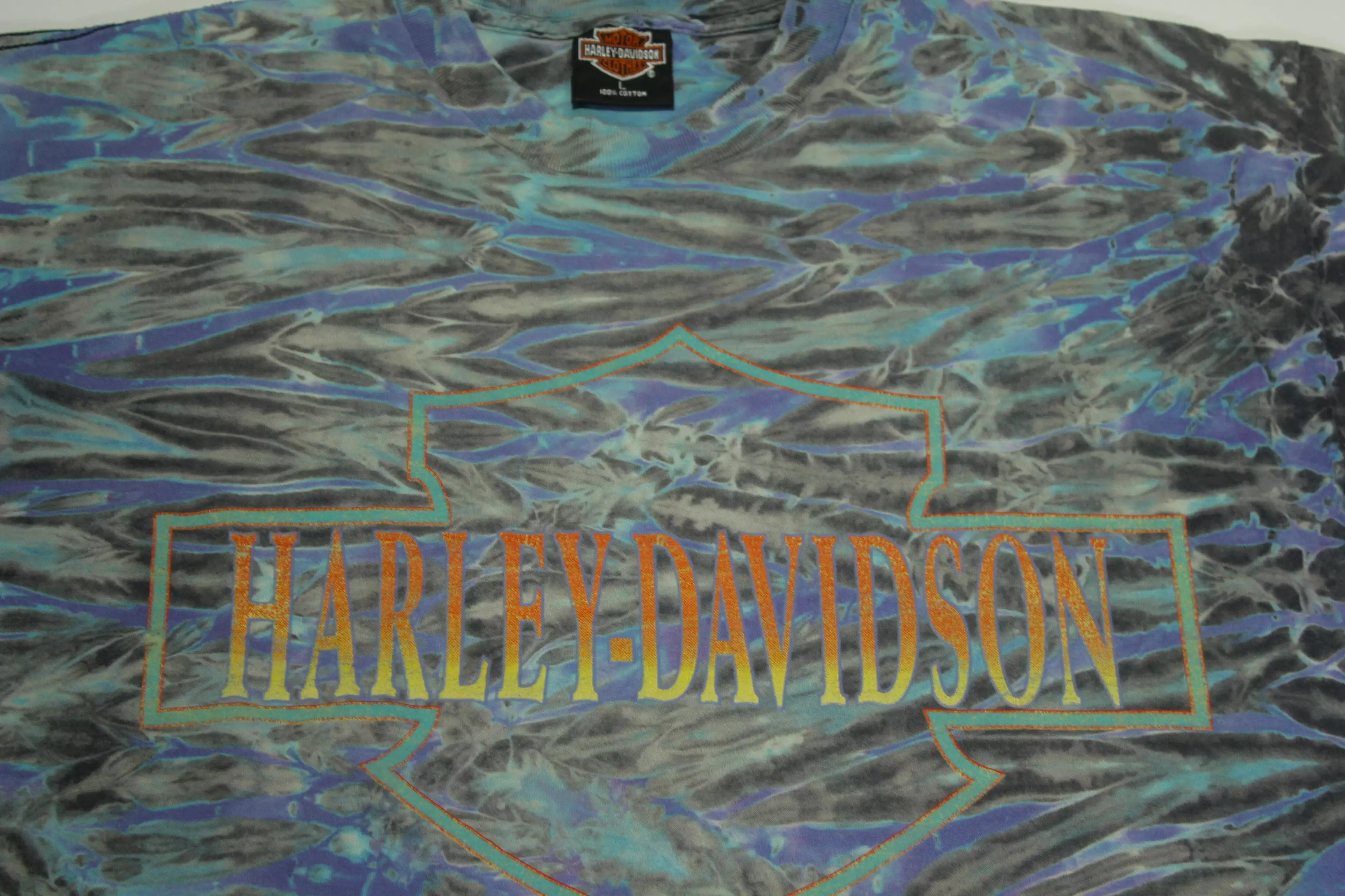 Harley Davidson Tie Dye Motorcycle Vintage 90's Latus Portland USA Holoubek T-Shirt