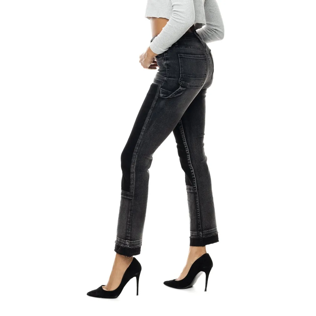 High Rise Slim Flared Carpenter Jeans - Shooting Star Black