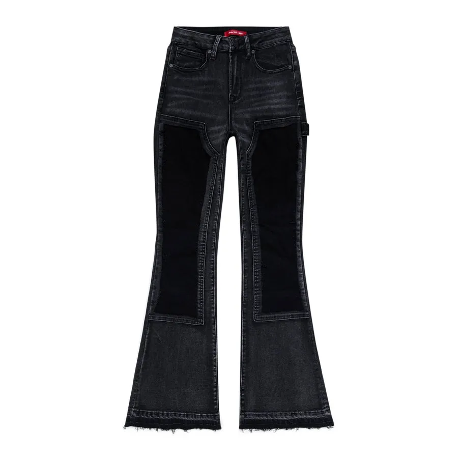 High Rise Slim Flared Carpenter Jeans - Shooting Star Black