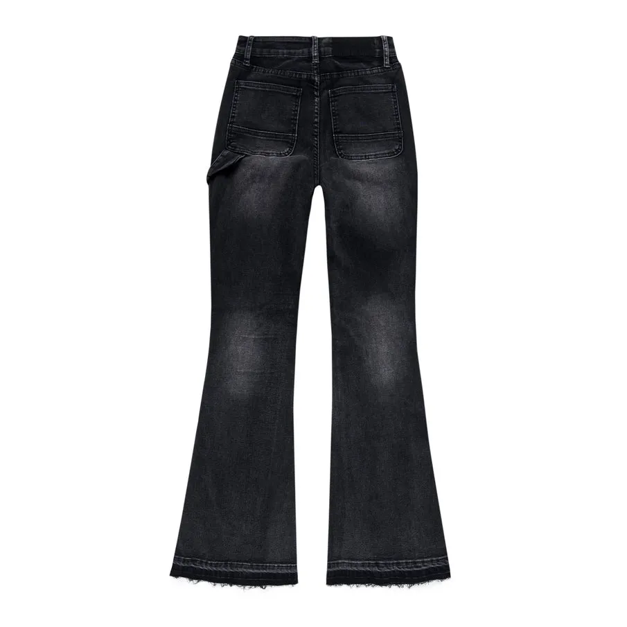 High Rise Slim Flared Carpenter Jeans - Shooting Star Black