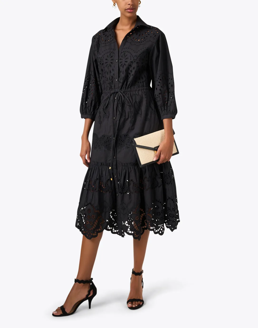 Hutton Black Eyelet Shirt Dress