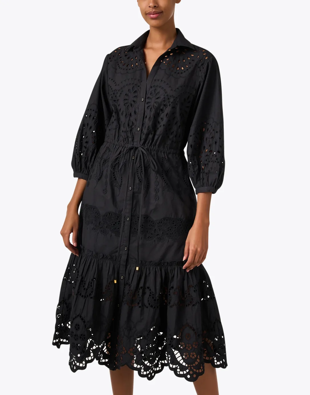 Hutton Black Eyelet Shirt Dress