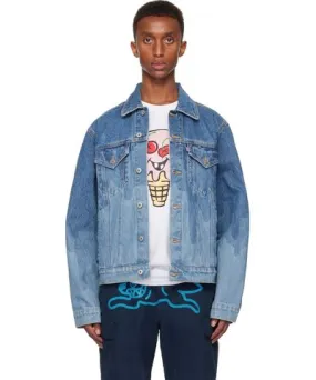 ICECREAM Blue Lazer Drip Denim Trucker Jacket