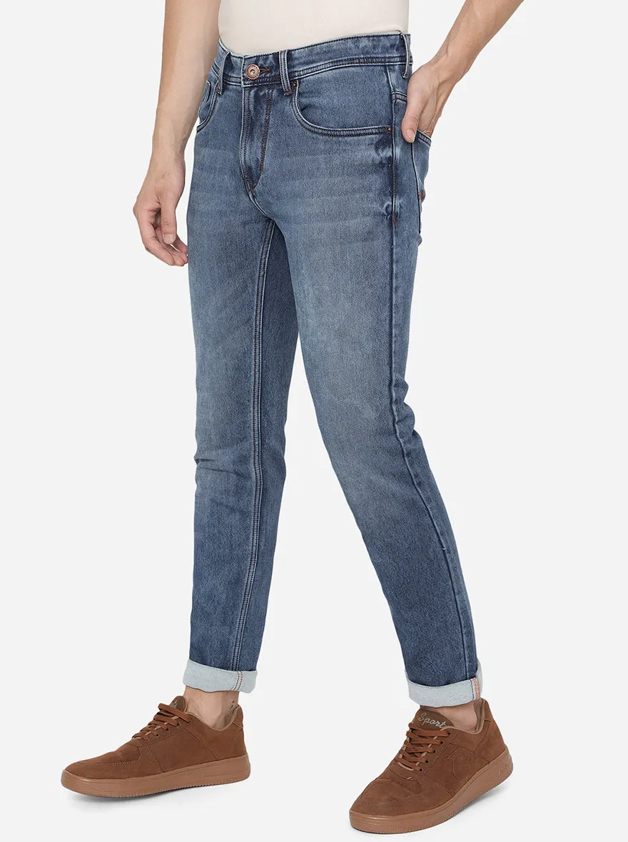 Ink Blue Washed Narrow Fit Jeans | Greenfibre