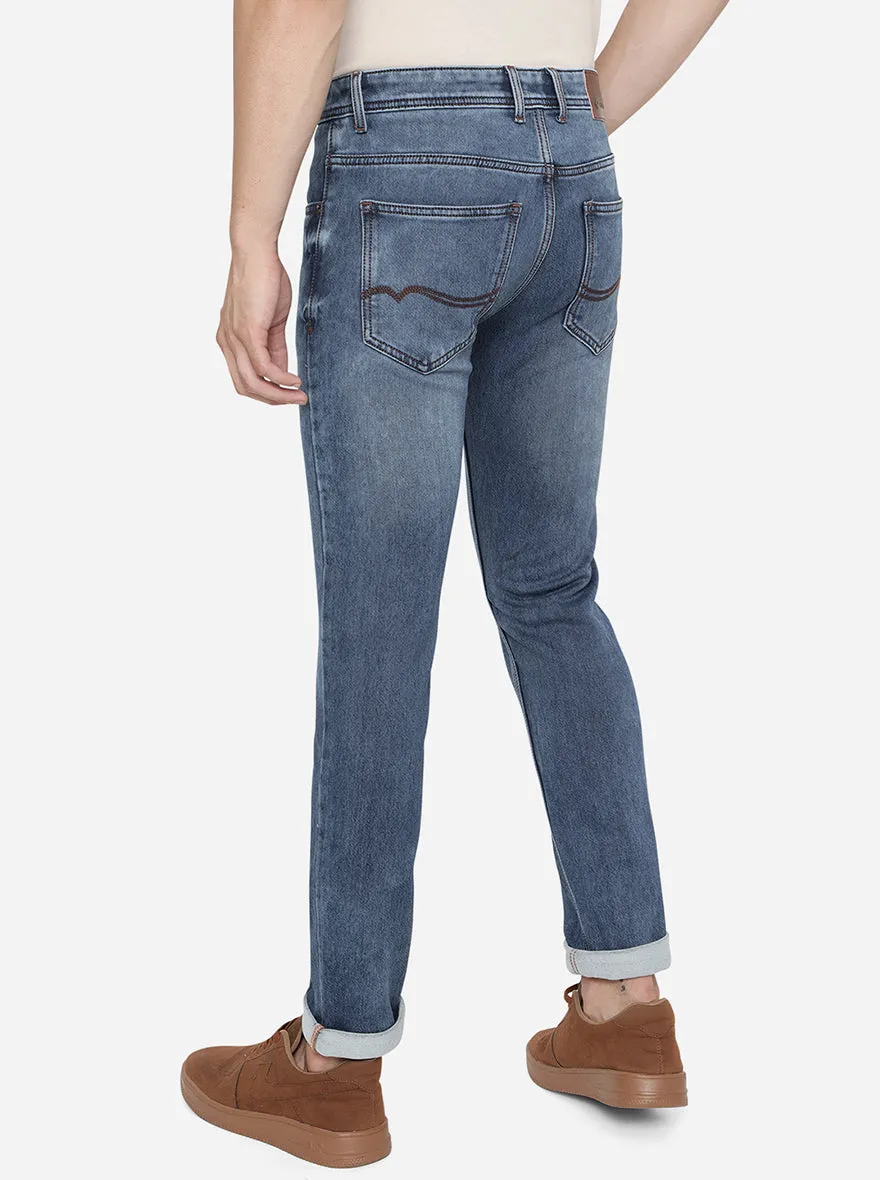 Ink Blue Washed Narrow Fit Jeans | Greenfibre