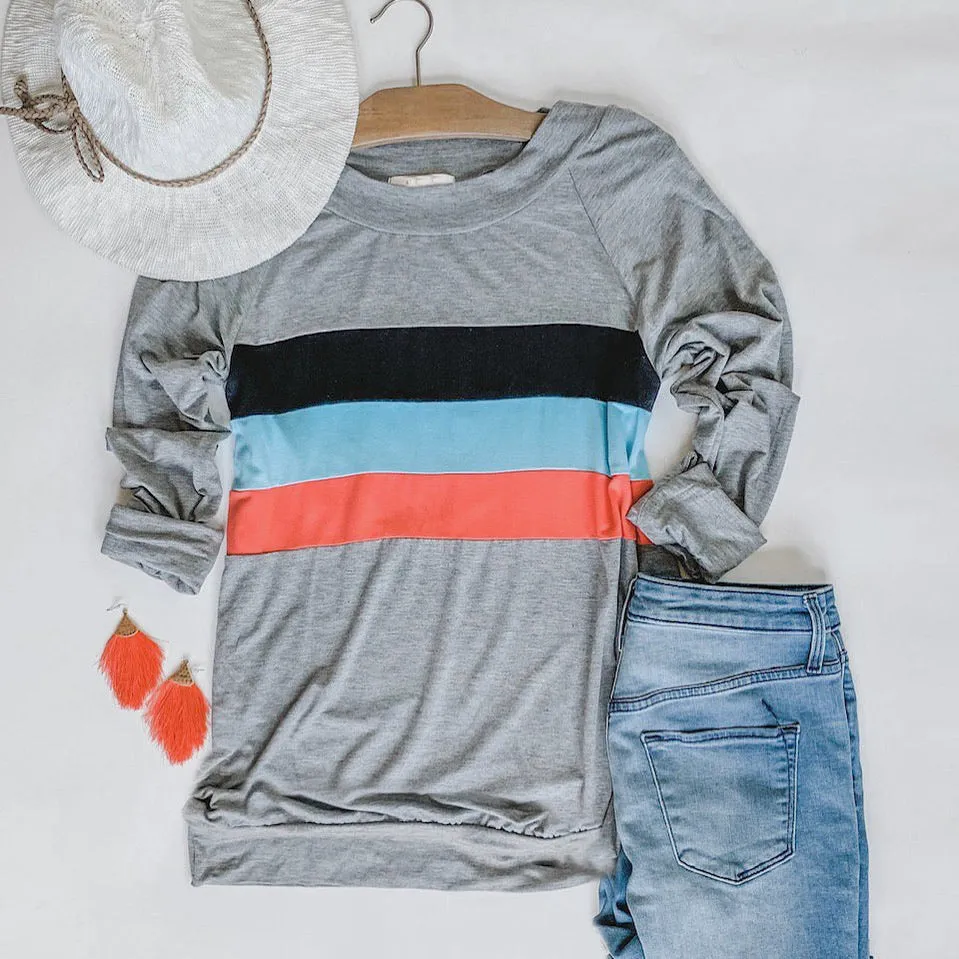 Jersey Striped Top with Thumbholes