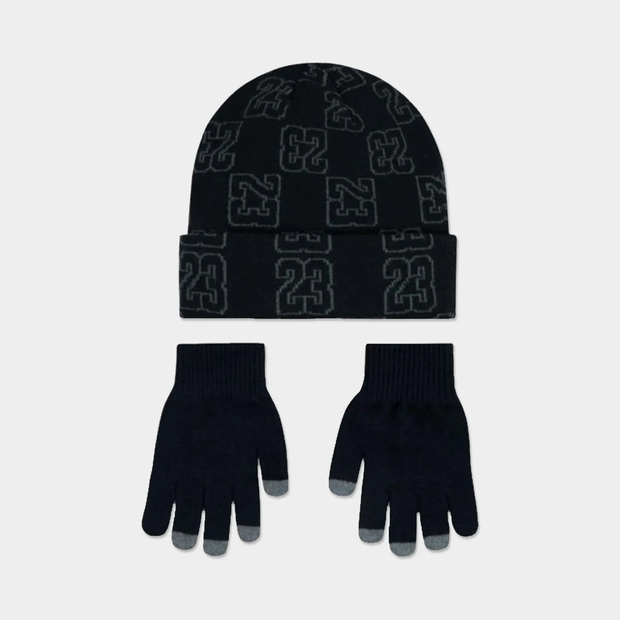 Jordan Junior's Monogram Beanie Set Black / Gold