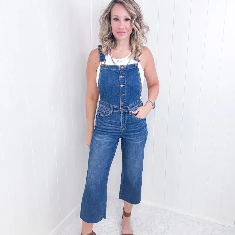 Judy Blue Bluetiful Bliss High Waist Cropped Wide Leg Overalls