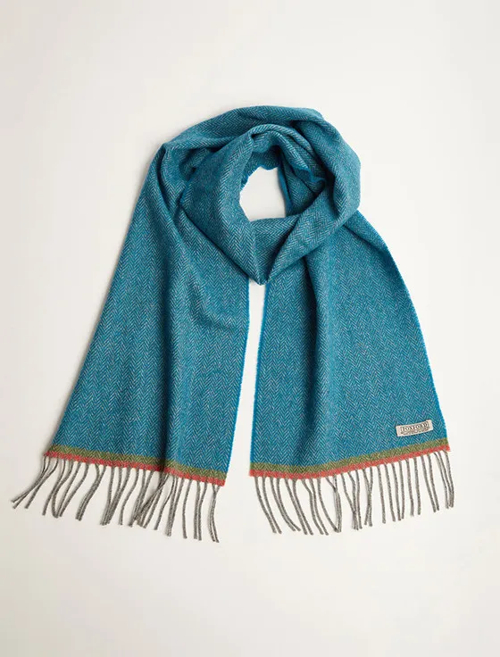 Lambswool Scarf - Blue Herringbone