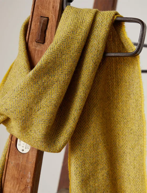 Lambswool Scarf - Gold Herringbone