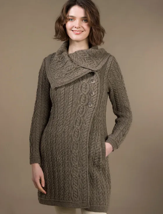 Large Collar Aran Coat