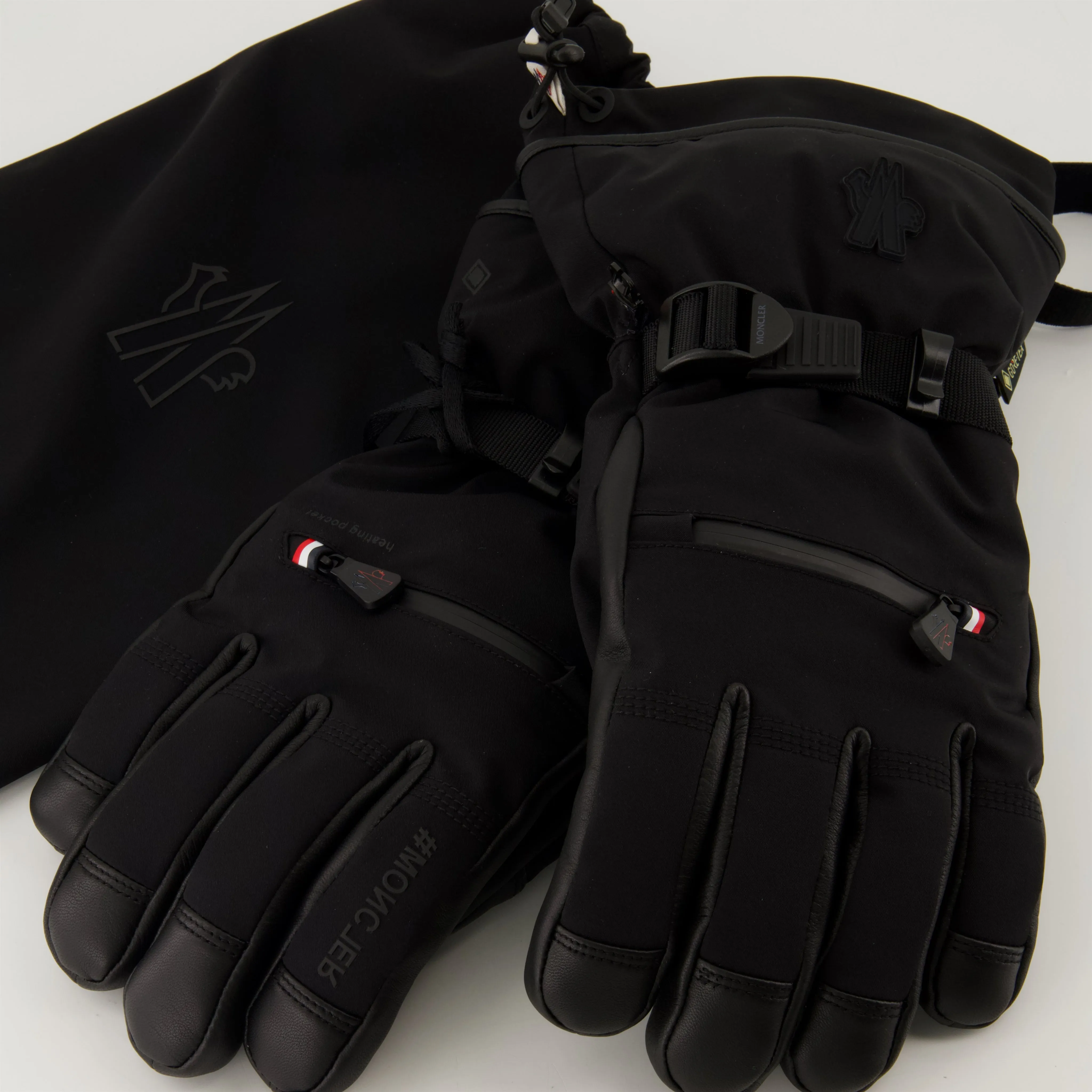 Leather and Nylon Ski Gloves