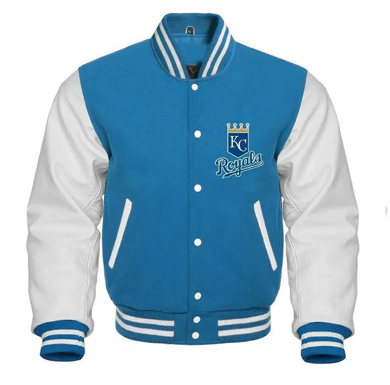 Letterman Kansas City Royals Blue and White Varsity Jacket