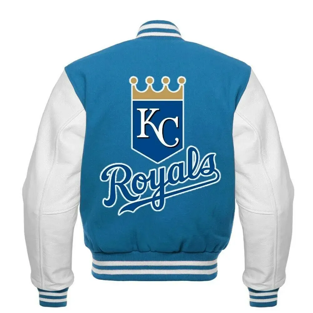 Letterman Kansas City Royals Blue and White Varsity Jacket