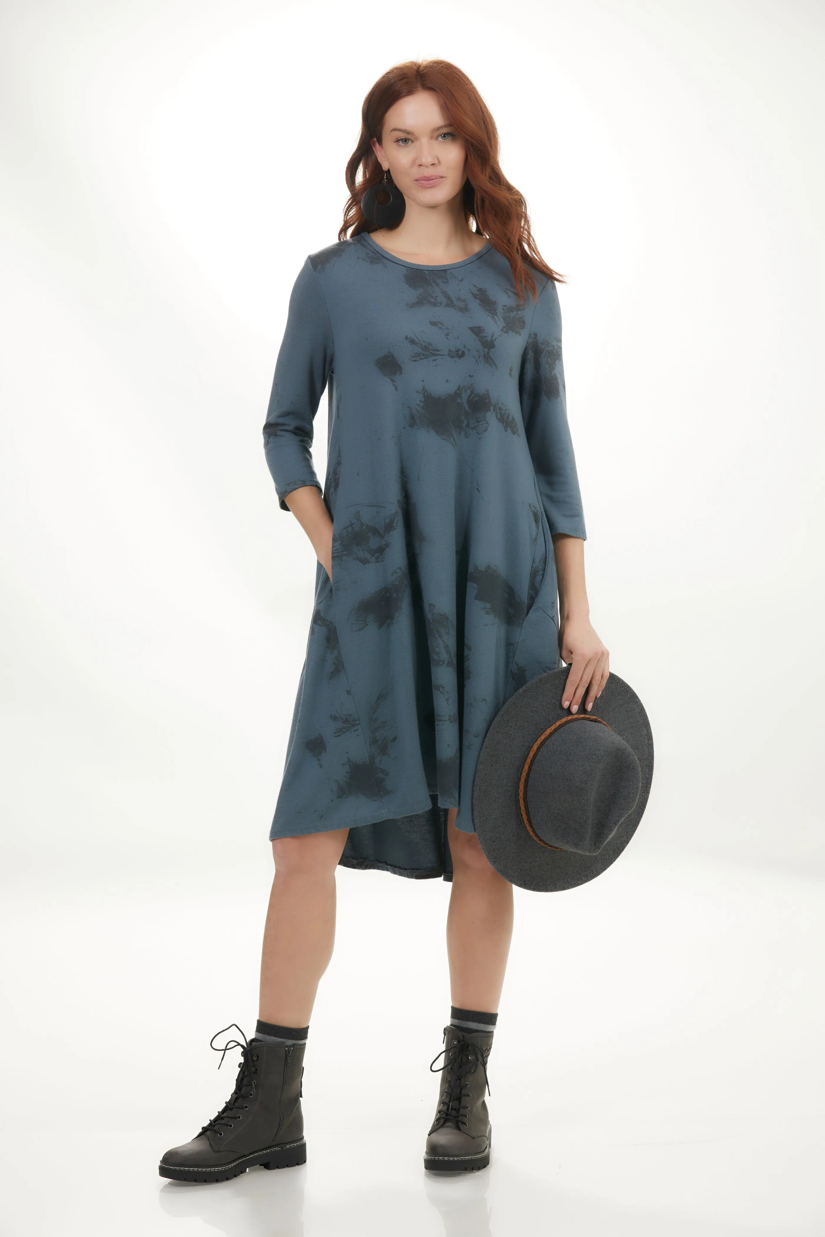 Long Sleeve Midi Dress by Land Downunder in Marble