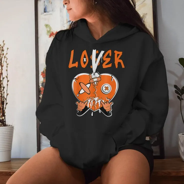 Loser Lover Drip Orange Heart Matching White Women Women Hoodie