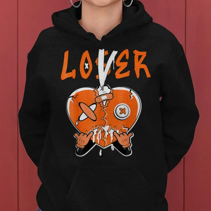 Loser Lover Drip Orange Heart Matching White Women Women Hoodie