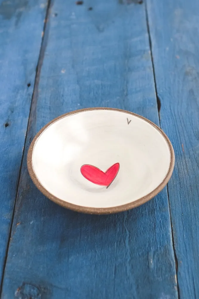 Love - Heart Hand Painted Ceramic Mini Bowl