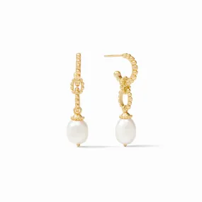 Marbella Midi Hoop & Charm Earring Gold Freshwater Pearl by Julie Vos