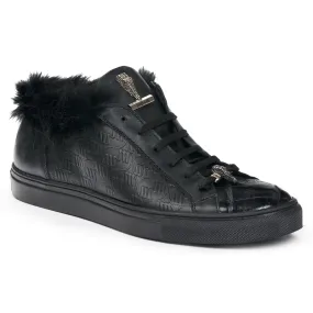 Mauri 8591 Nappa & Crocodile Sneakers Black