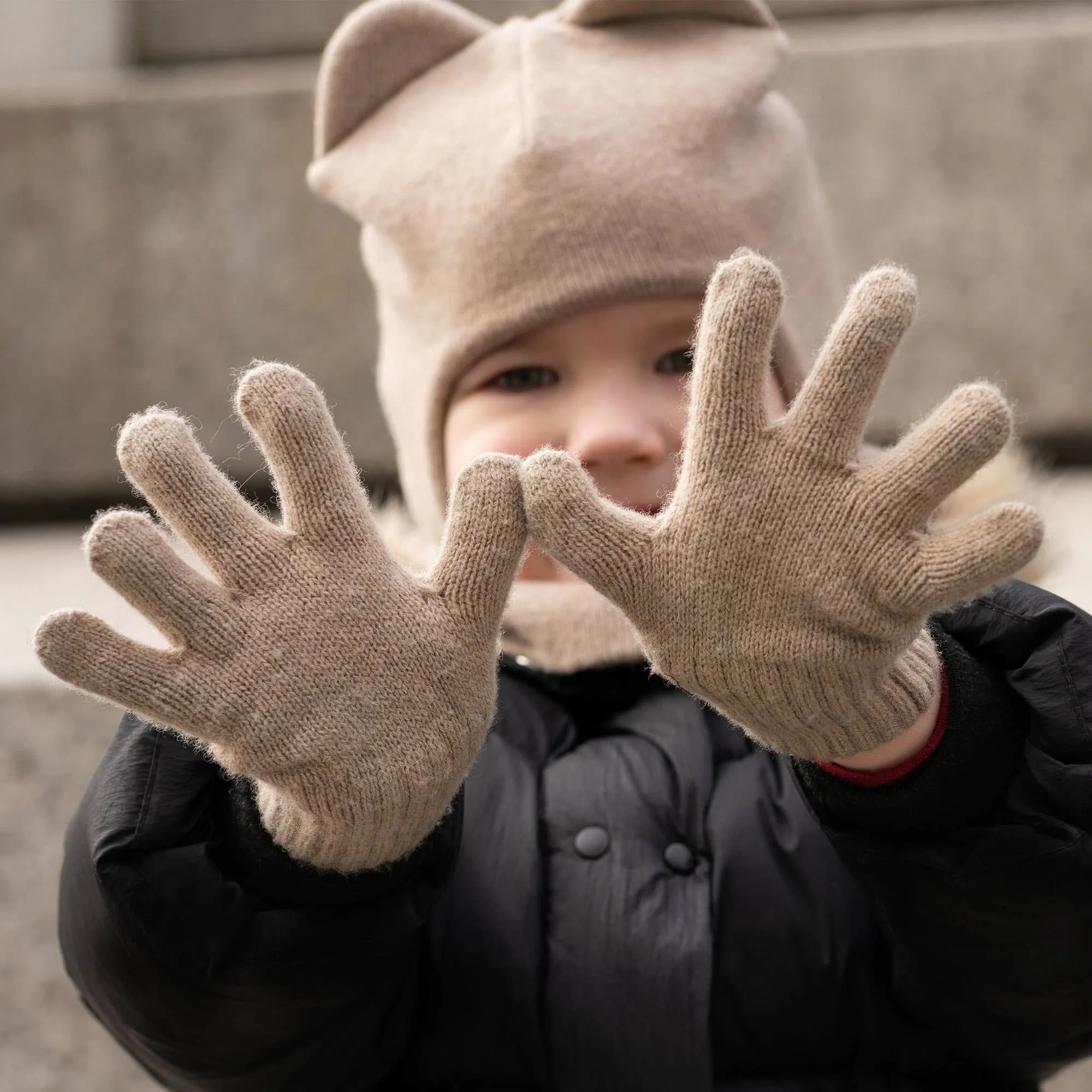 menique - Kids' Gloves Knitted Merino & Cashmere: 3-6 years / Light gray