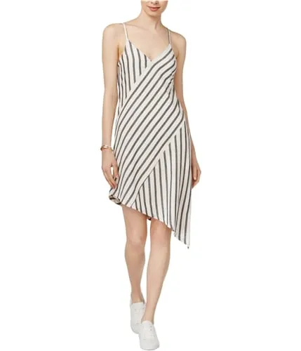 Minkpink Womens Linen Stripe Asymmetrical Dress