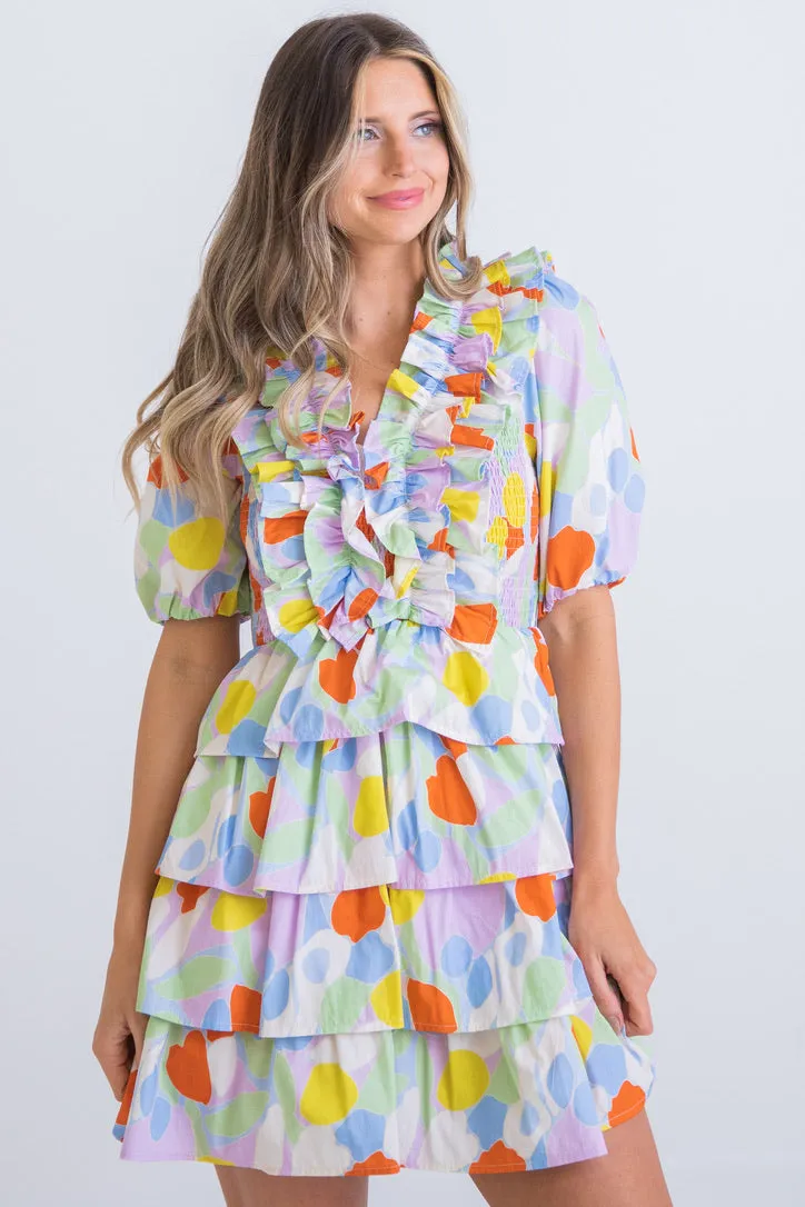 Mosaic Ruffle Dress