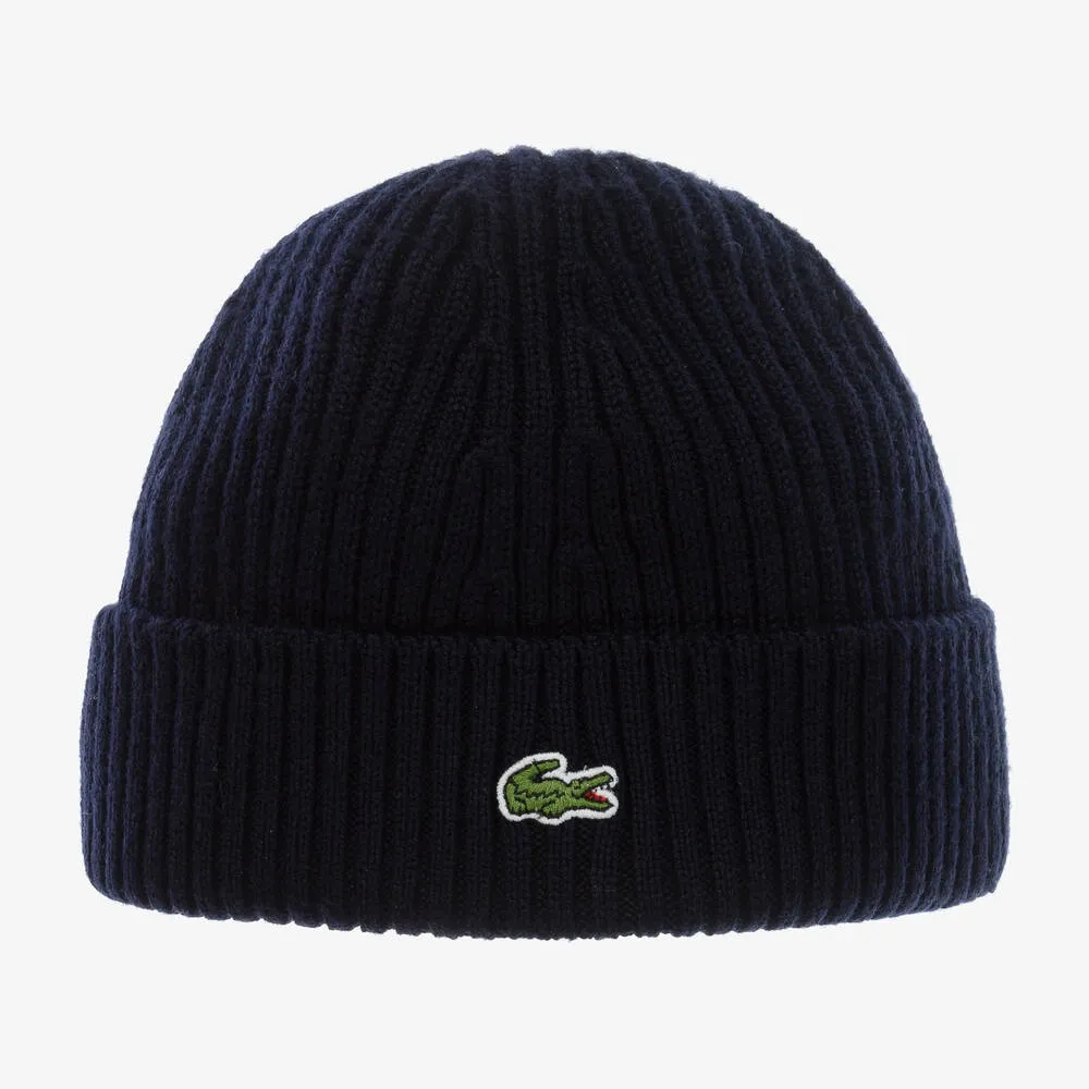 Navy Blue Knitted Wool Beanie