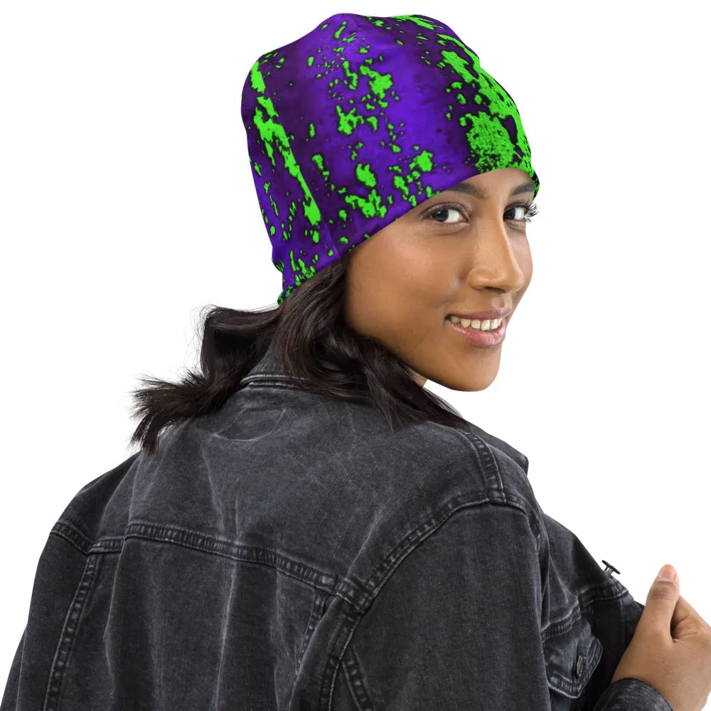 Neon Green Splash Beanie