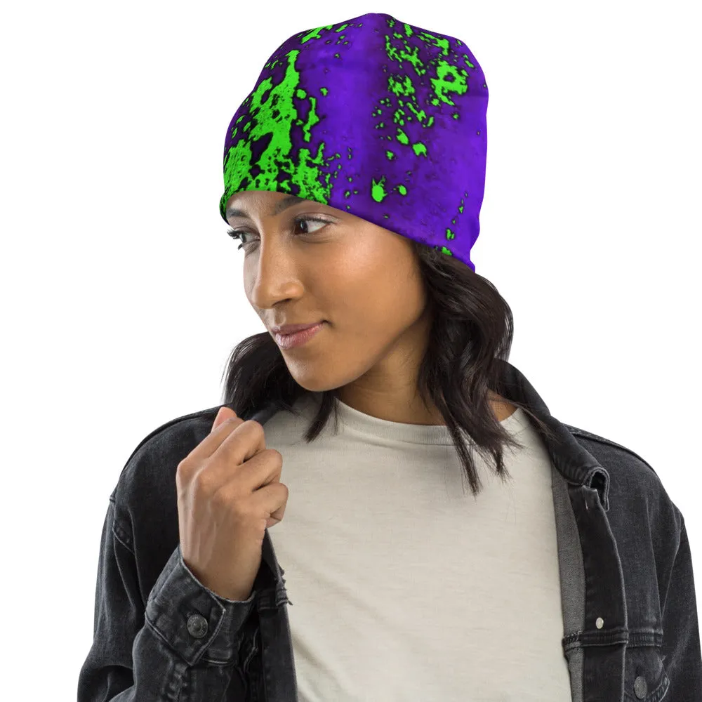 Neon Green Splash Beanie