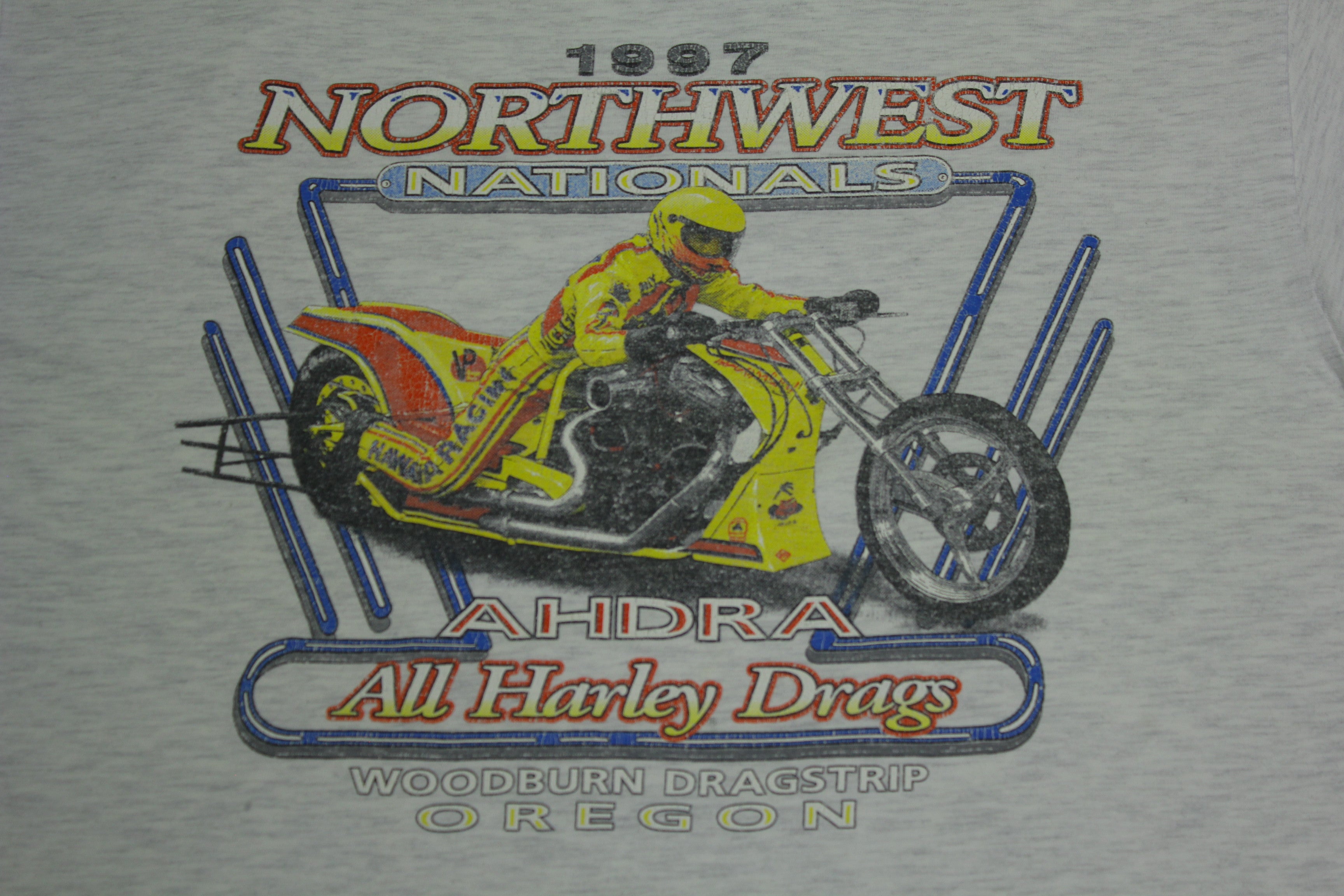 Northwest Nationals 1997 AHDRA All Harley Davidson Drags Vintage 90's Motorcycle T-Shirt