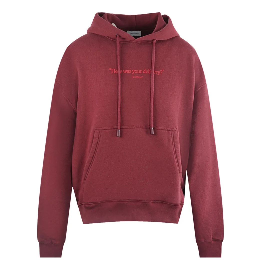 Off-White How Was Your Delivery Dark Red Skate Hoodie