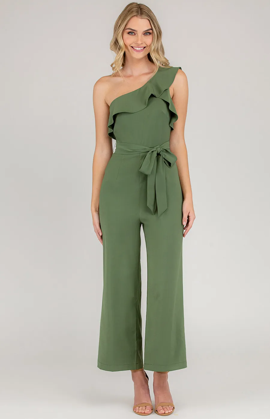 One shoulder Frill Feature Jumpsuit (AJP895A)