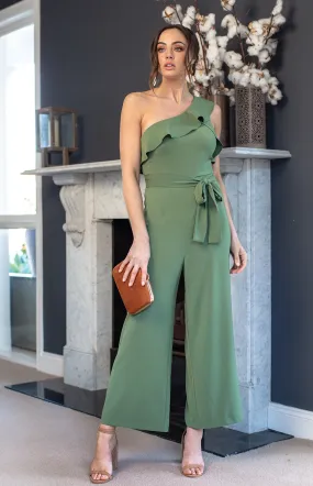 One shoulder Frill Feature Jumpsuit (AJP895A)