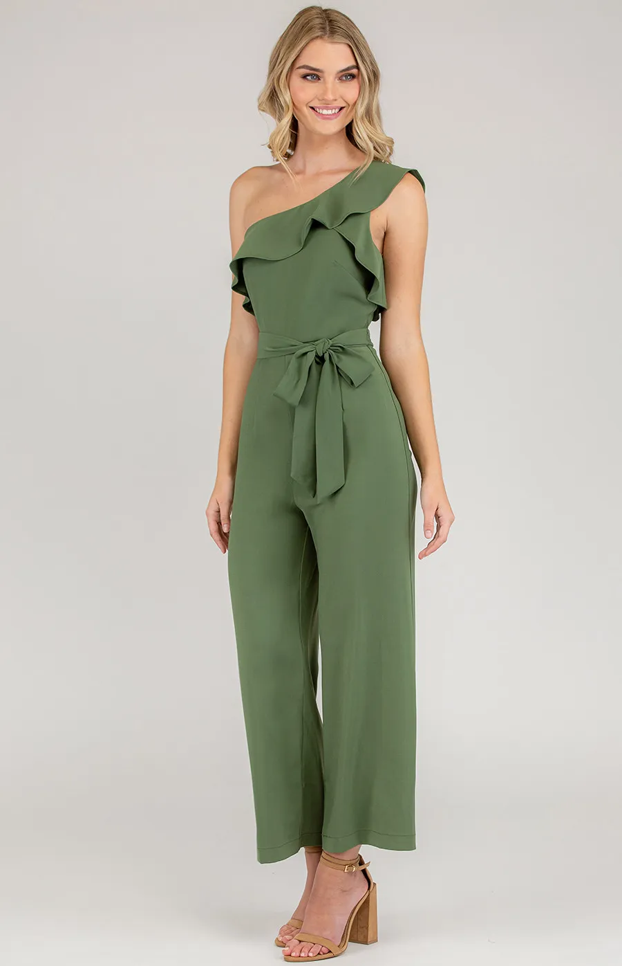 One shoulder Frill Feature Jumpsuit (AJP895A)