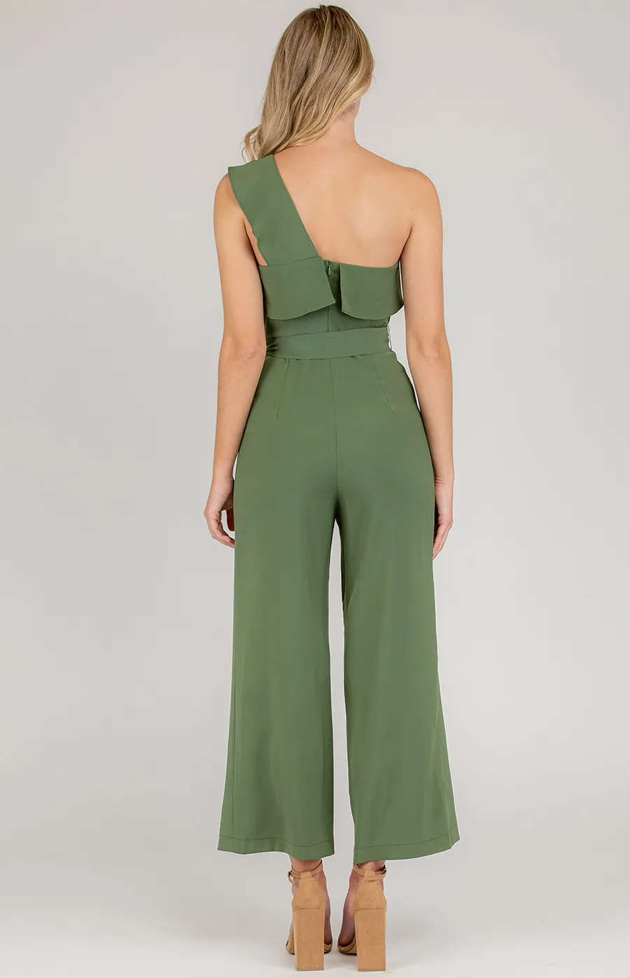 One shoulder Frill Feature Jumpsuit (AJP895A)