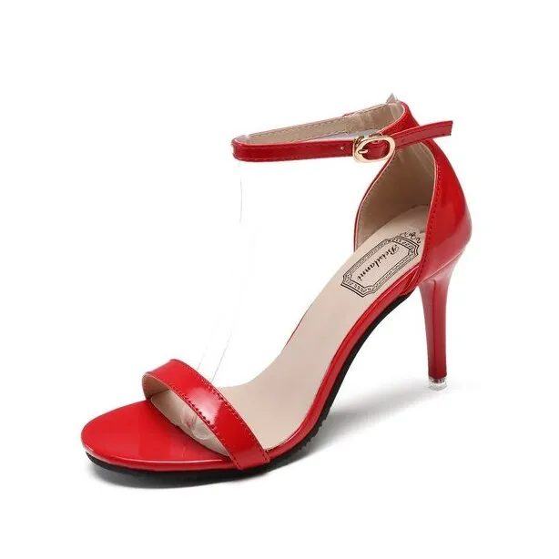 Open Toe Red High Heel Sandals Apricot Black High Heel Wedding Shoes Lace Up Evening Dress High Heels Ladies Summer Shoes 2022