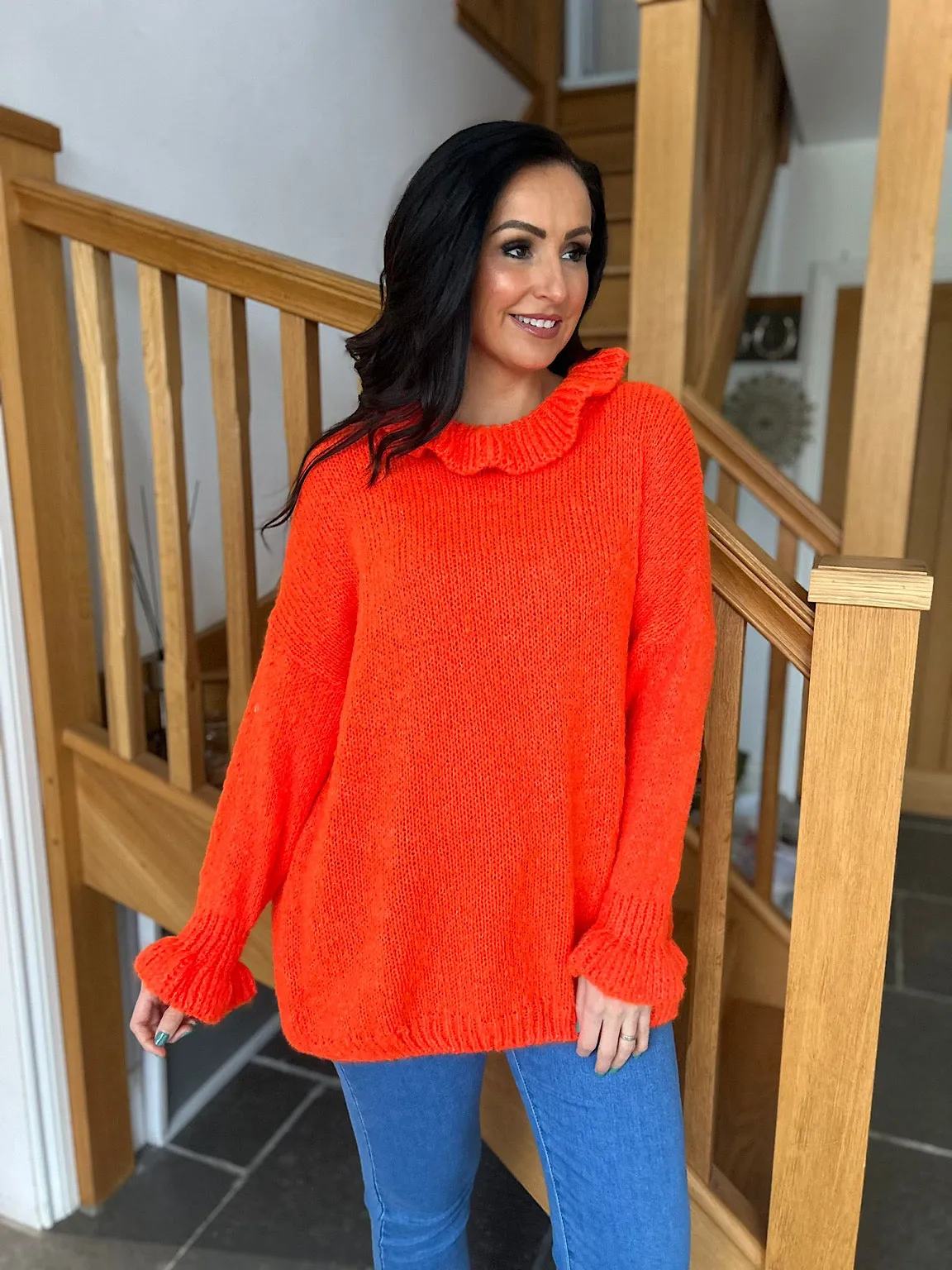 Orange Flute Neck Jumper Fiona