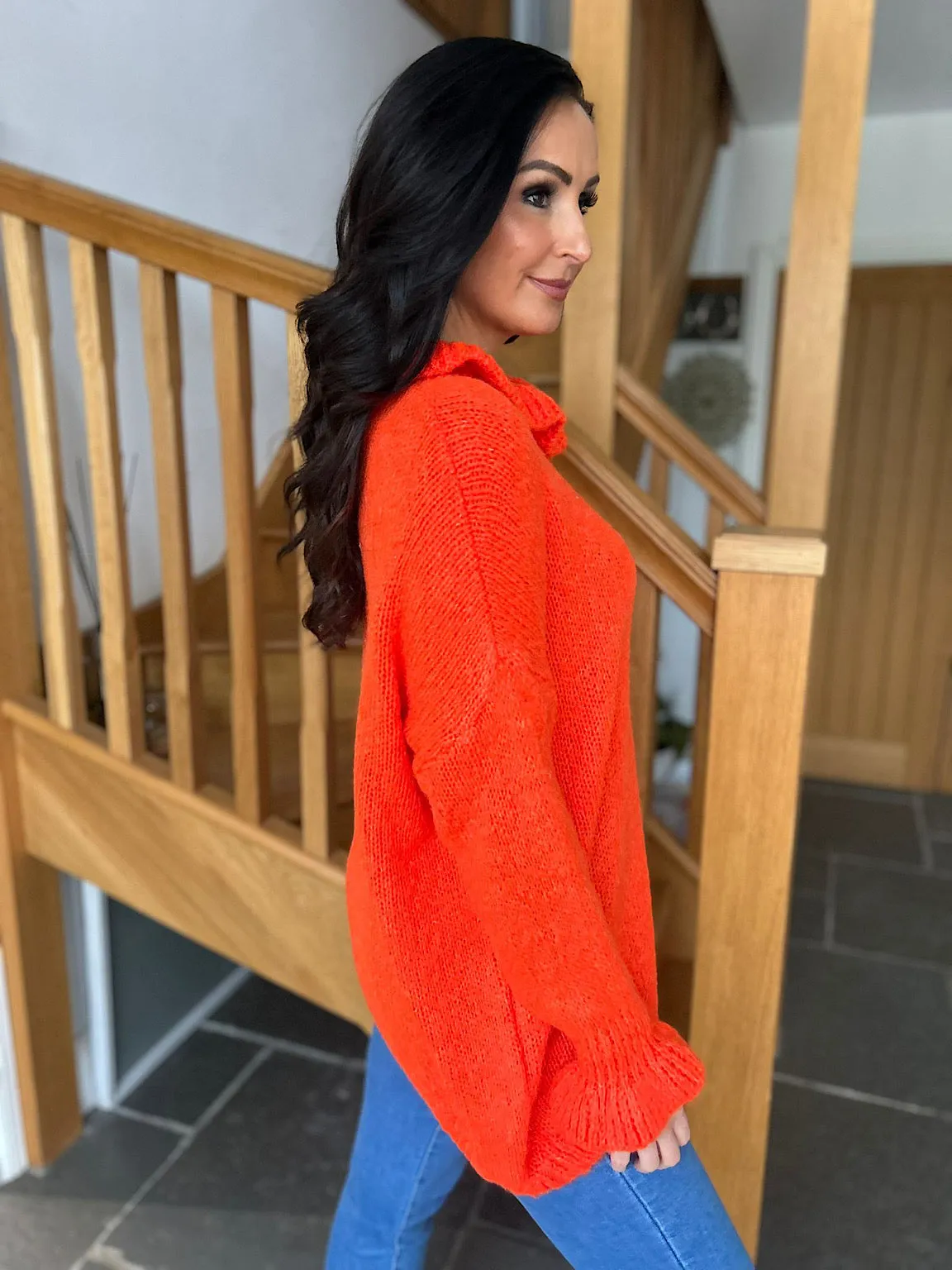 Orange Flute Neck Jumper Fiona