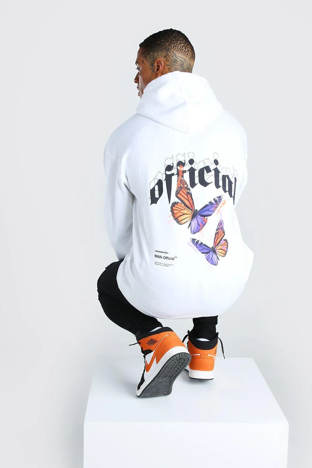 Oversized Official Butterfly Back Print Hoodie