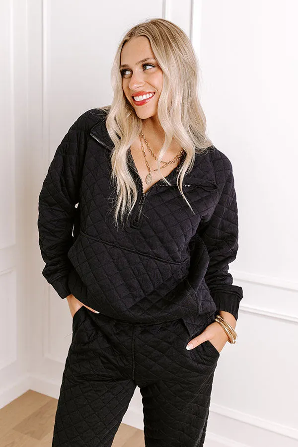 Paris Mornings Quilted Sweater In Black