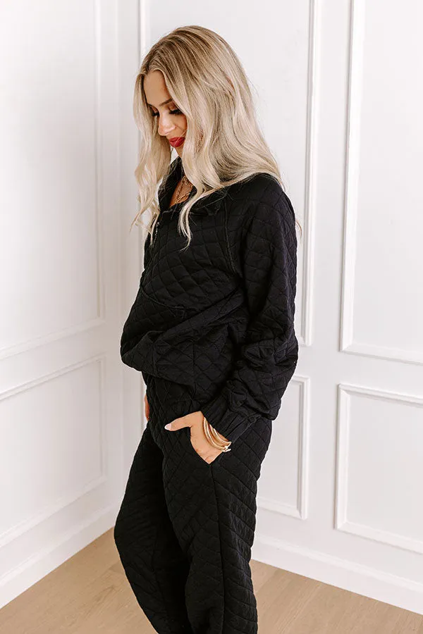 Paris Mornings Quilted Sweater In Black