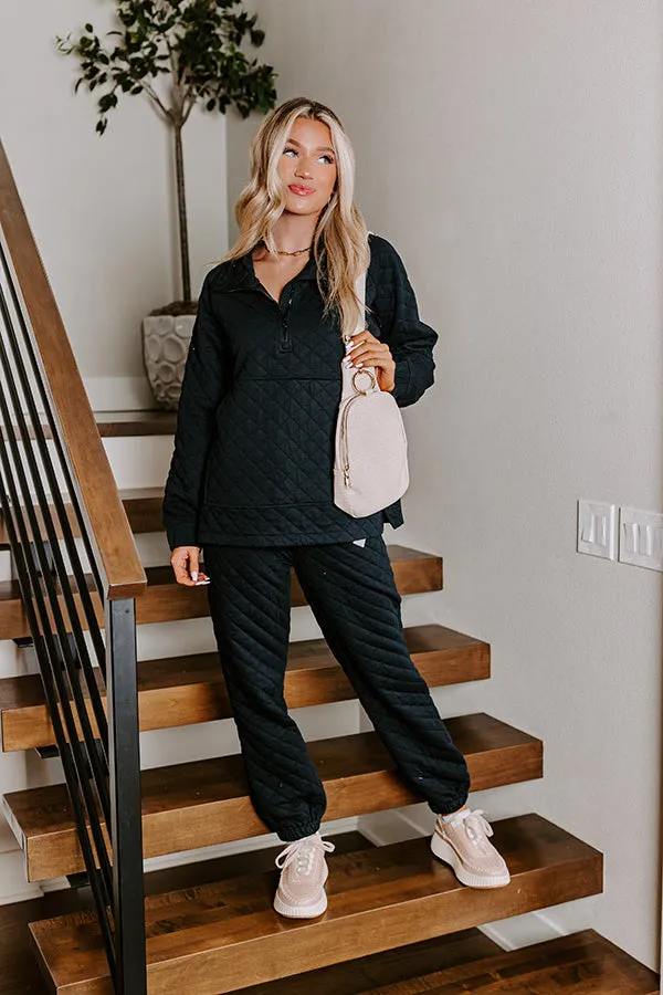 Paris Mornings Quilted Sweater In Black