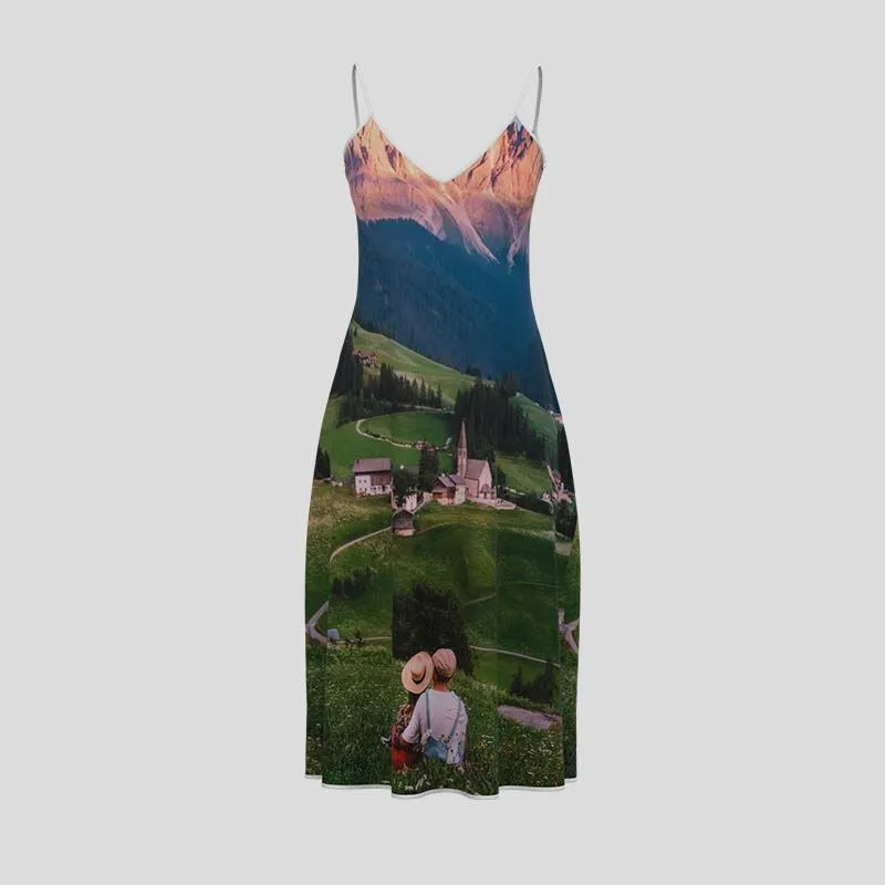 Personalised Casual Sleeveless Midi Dress. Custom-printed