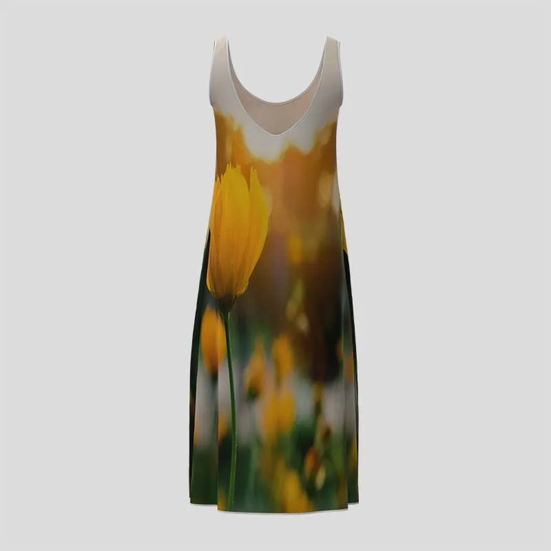 Personalised Casual Sleeveless Midi Dress. Custom-printed