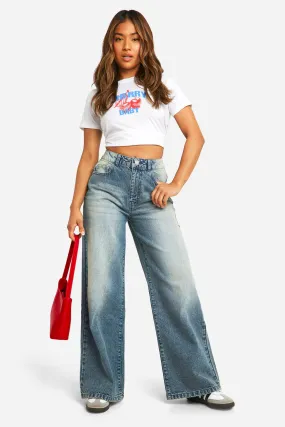 Petite 28 Inch Basics High Waisted Wide Leg Jeans